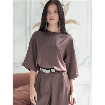 Блузка свободная из струящегося плотного сатина