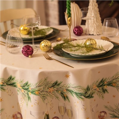 УЦЕНКА Скатерть Этель Spruce mood d=150см +/-3см с ВГМО, 100%хл, саржа 190гр/м2