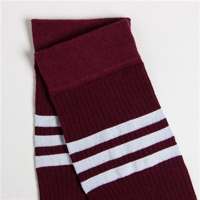Носки «Полоски», цвет бордовый, размер 23-25 (37-40)