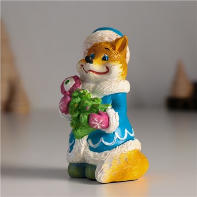 Фигурка полистоун «Лиса снегурочка с ёлочкой», 4.5×4.5×8.5 см