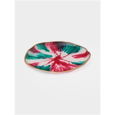 Десертная тарелка Доляна Magro, d=15 см, стекло, бирюзово-розовая