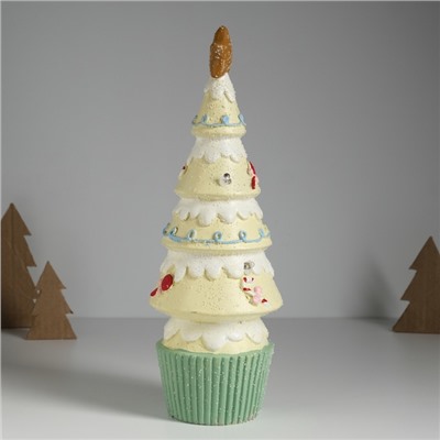 Фигурка светящаяся керамика «Пряничная ёлочка», св. жёлтая, 10×10×31 см