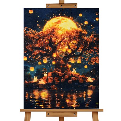 Мозаика алмазная "Ночные фонарики" 30*40см.