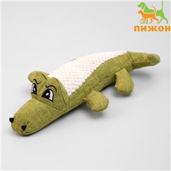 Игрушка текстильная «Крокодил» с пищалкой, 30 см, зелёный
