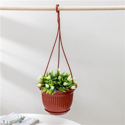Кашпо для цветов «Венеция», 3 л, с подвесом, коричневое