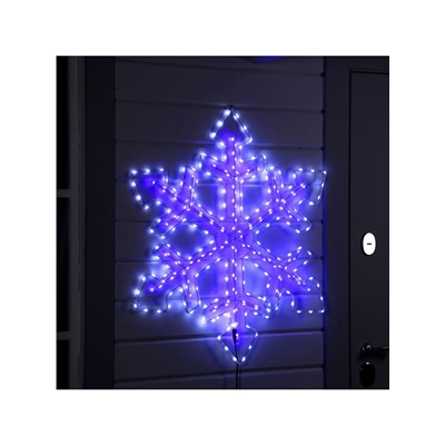 Светодиодная фигура «Снежинка», 90 см, дюралайт, 280 LED, 220 В, мигание, свечение белое/синее