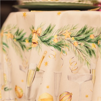 УЦЕНКА Скатерть Этель Spruce mood d=150см +/-3см с ВГМО, 100%хл, саржа 190гр/м2