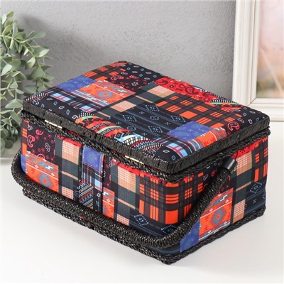 Шкатулка для рукоделия и шитья «Пэчворк. Узоры», хранение ниток, иголок, мелочи, 19×26×14.5 см