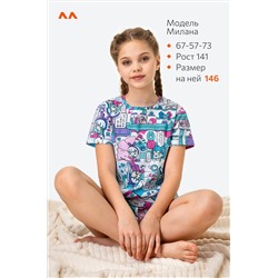 Хлопковая пижама для девочки с шортами Happyfox