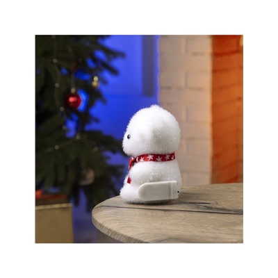 Светодиодная фигура «Медвежонок в бабочке» 9×12×8 см, флок, батарейки CR2032×2 (не в комплекте), свечение тёплое белое