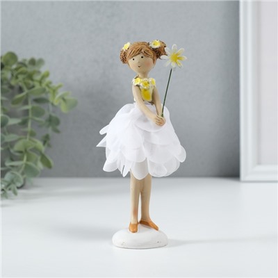 Фигурка полистоун «Девочка фея в бело-жёлтом платье с палочкой», 7×7×16.5 см
