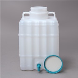 Канистра-умывальник, пищевая, 20 л, белая, крышка МИКС