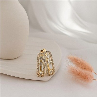 Серьги со стразами, цвет покрытия желтое золото, арт.313.231