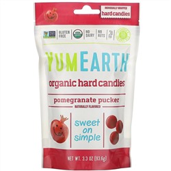 YumEarth, Органические леденцы, гранатовый пакер, 3,3 унции (93,6 г)