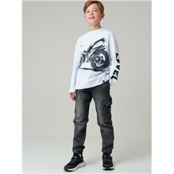 Брюки текстильные джинсовые утепленные флисом для мальчиков