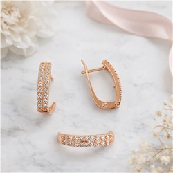 Комплект ювелирной бижутерии коллекция "Дубай" серьги и кольцо 18 р, покрытие позолота, вставка: цирконы, цвет: прозрачный, арт.007.298-18