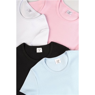 Укороченная футболка в рубчик для девочки Happyfox