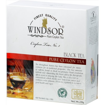 WINDSOR. Black tea 200 гр. карт.пачка, 100 пак.