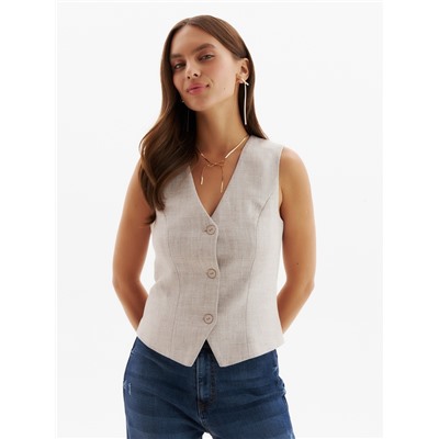 Жилет на пуговицах женский MIST, размер 48, бежевый