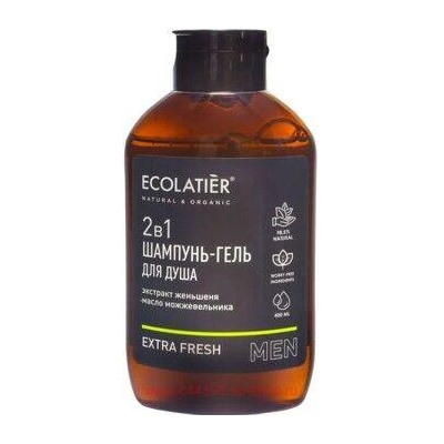 ECOLATIER Мужской Шампунь и гель для душа 2 в 1 Extra Sport 400 мл 831103