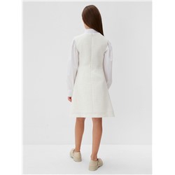 Платье нарядное для девочки MINAKU: PartyDress, прямое, рост 122-128 см, белое