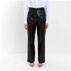 Брюки женские из экокожи прямые MINAKU: Eco leather, чёрные, размер 46