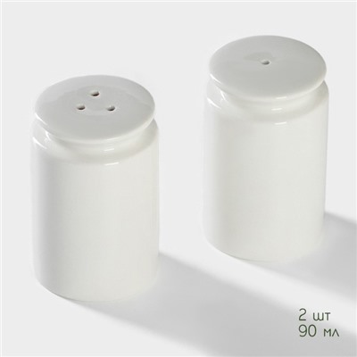 Набор для специй на бамбуковой подставке BellaTenero, 3 предмета: солонка 90 мл, перечница 90 мл, подставка, фарфор, белый