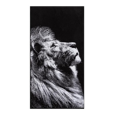 Полотенце махровое Этель «Лев», 70×130 см, 100% хлопок, 420 г/м², чёрно-белое