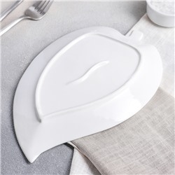 Блюдо для подачи «Лист», 25×16×2 см, керамика, цвет белый