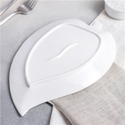 Блюдо для подачи «Лист», 25×16×2 см, керамика, цвет белый