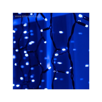 Гирлянда «Занавес» 2×1.5 м, IP65, УМС, тёмная нить каучук, 300 LED, свечение синее, 220 В