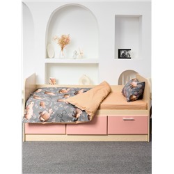 Постельное белье детское поплин с простыней на резинке - Капибары