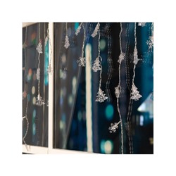 Гирлянда «Бахрома» 1.8×0.5 м с насадками «Ёлки и снежинки», IP20, прозрачная нить, 48 LED, свечение мульти (RG/RB), мигание, 220 В