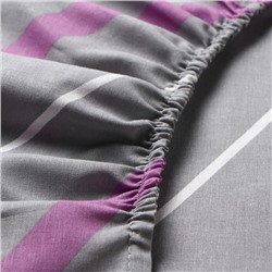 Простыня на резинке 1.5-спальная «Этель. Сиренево-серые зигзаги», 140×200+25 см, поплин