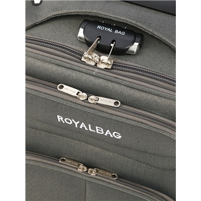 Чемодан на колёсах Royalbag маленький 46 л (S), на молнии, с увеличением, кодовый замок, 4 колеса, серый