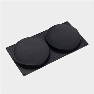 Форма для выпечки Доляна «Бискотто», силикон, 42.5×23.5×3 см, 2 ячейки (d=20 см), чёрная