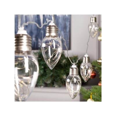 Гирлянда «Нить» 3 м с насадками «Лампочки капля», IP20, прозрачная нить, 80 LED, свечение мульти, 8 режимов, 220 В