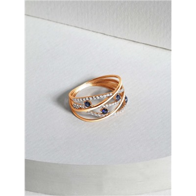 Кольцо из золочёного серебра с фианитами и родированием 925 пробы п1-396з208