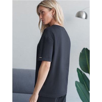 Футболка с принтом свободная эластичная из премиального хлопка