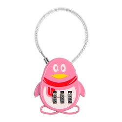 Замок навесной кодовый, «Пингвин», розовый