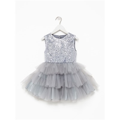 Платье нарядное для девочки KAFTAN, с пайетками, рост 98-104, серое
