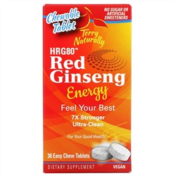 Terry Naturally, HR80 Red Ginseng Energy, 30 Easy Chew Tablets