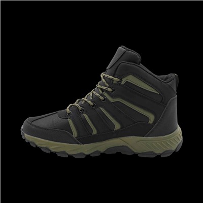 Ботинки на меху А689-8 черно зеленые п/п