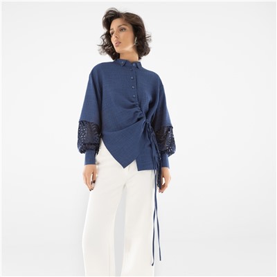 Рубашка с асимметричной драпировкой и кружевом, Дивная смелость (new)