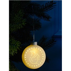 Ёлочный шар «БЁлка», 8.7×3.1×9.8 см, 1 LED, керамика, от батареек LR44×3, свечение тёплое белое