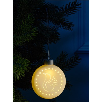 Ёлочный шар «БЁлка», 8.7×3.1×9.8 см, 1 LED, керамика, от батареек LR44×3, свечение тёплое белое