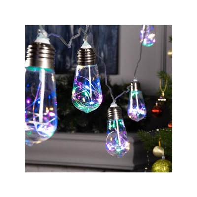 Гирлянда «Нить» 3 м с насадками «Лампа», IP20, прозрачная нить, 80 LED, свечение мульти, 8 режимов, 220 В