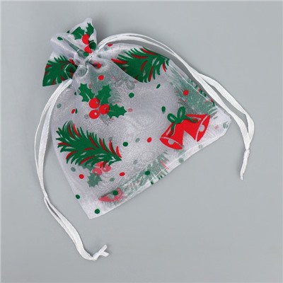 Мешочек подарочный новогодний органза «Рябина», 10×12 см ± 1.5 см