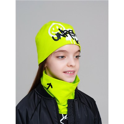 Комплект трикотажный для девочек: шапка, снуд