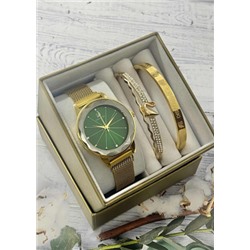 Подарочный набор для женщин часы, 2 браслета + коробка #22853277
